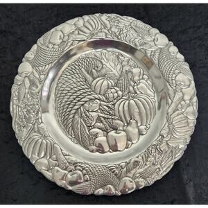 Arthur Court Cornucopia Round Fall Harvest 14" Plate @ 1992